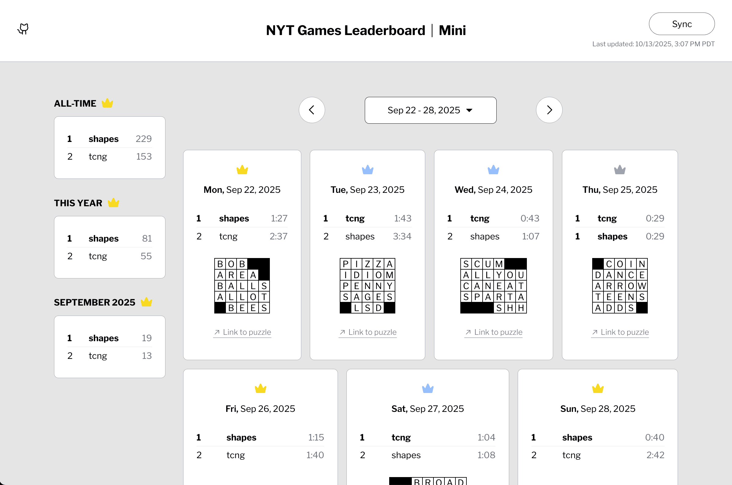 Custom NYT Games Leaderboard Website